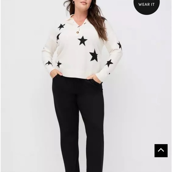 torrid Sweaters - Torrid White Sweater with Black Stars